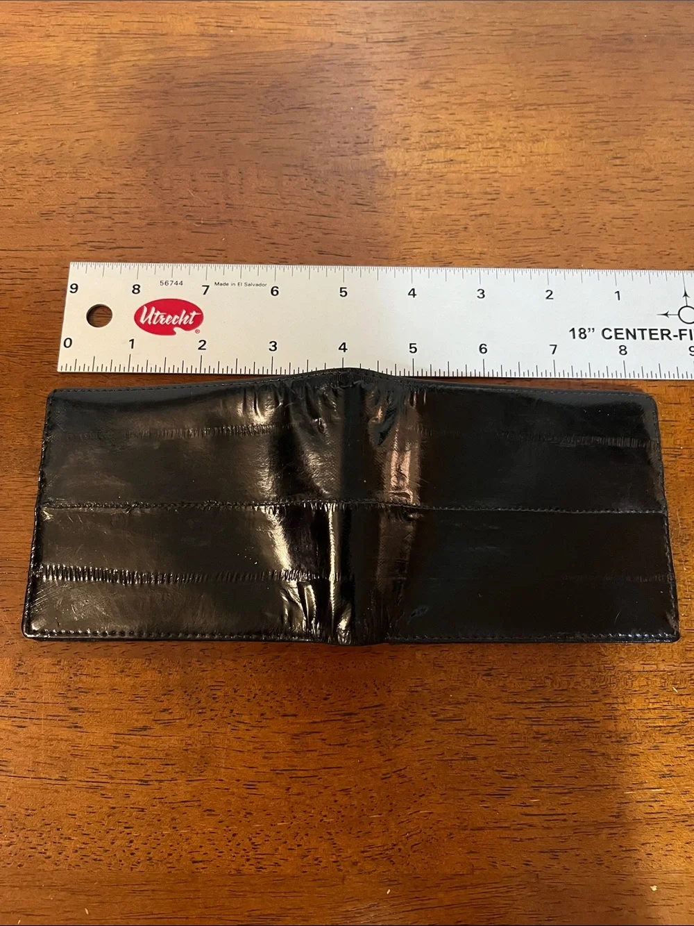 Men's Black Eel Skin Bifold Wallet - Smooth Finish